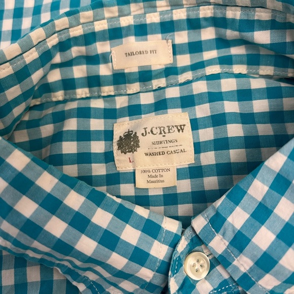 J. Crew Teal Gingham Button Down Shirt - Picture 3 of 6